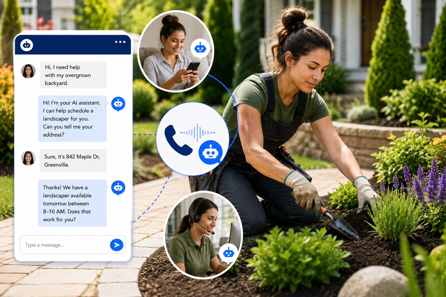 Landscaping company supported by AI call answering automation
