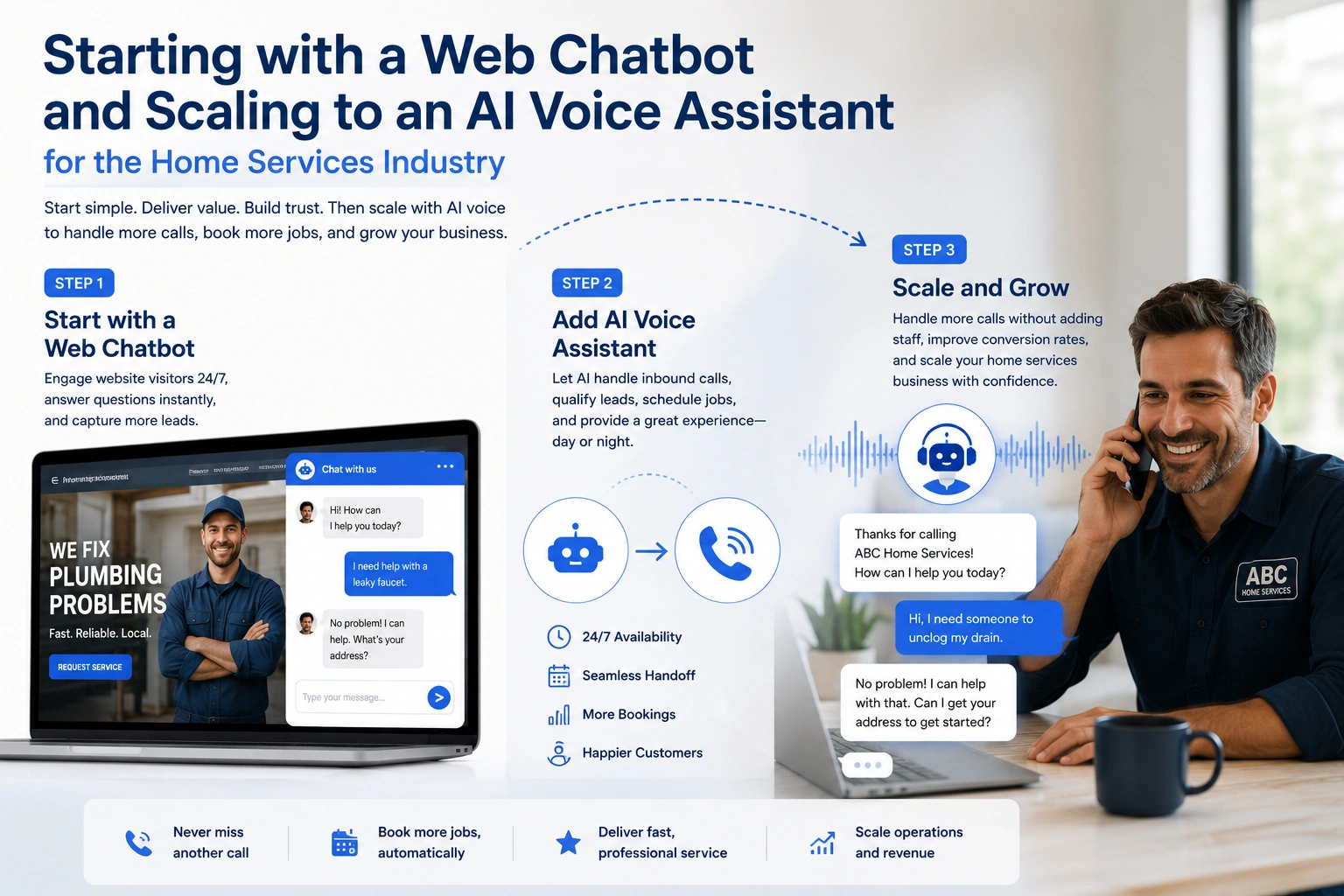 AI voice and web chat assistant for home service businesses