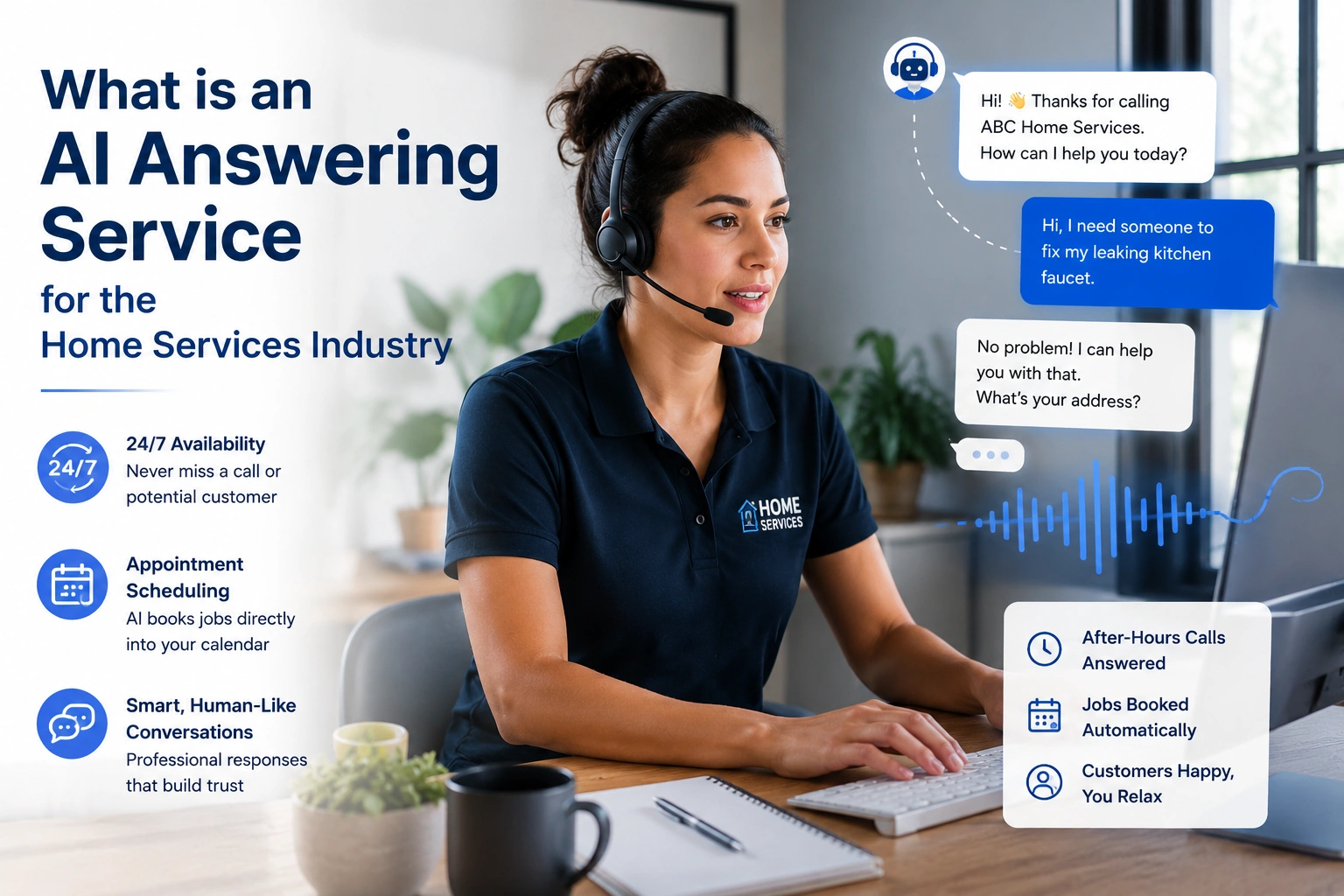 AI answering service dashboard